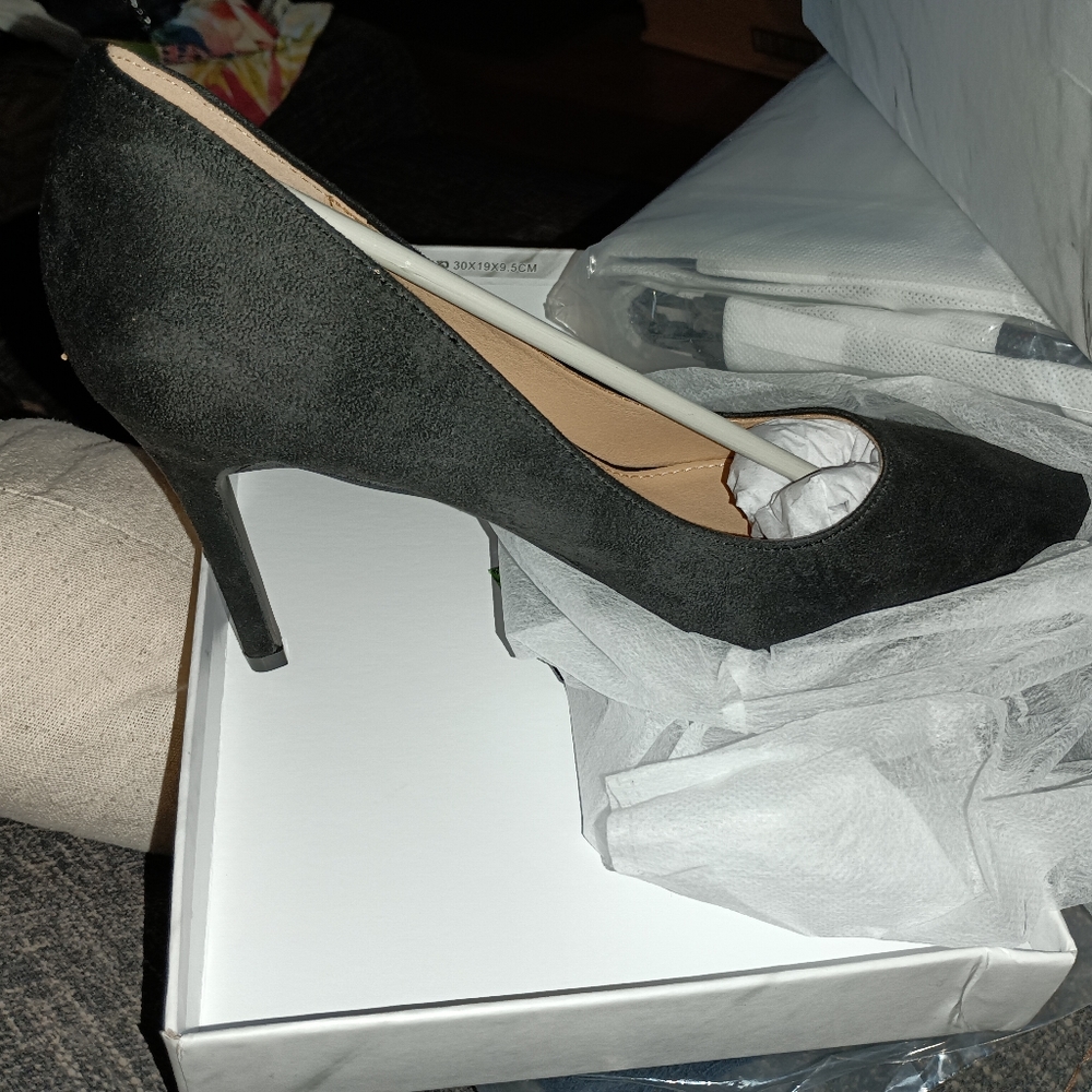 Black suede high heels